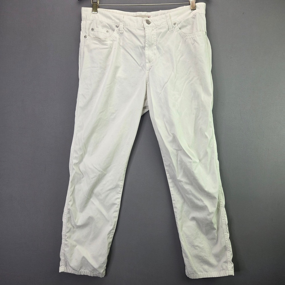 Fabrizio Gianni Pants 12 White Stretch Cotton Straight Leg USA Made 5-Pocket